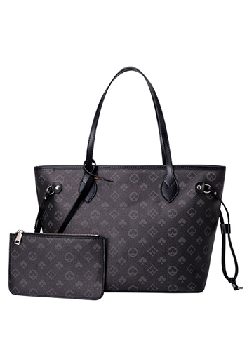 Louisa Flower Vegan Leather Tote Black