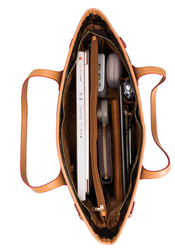 Louisa Flower Vegan Leather Tote Brown