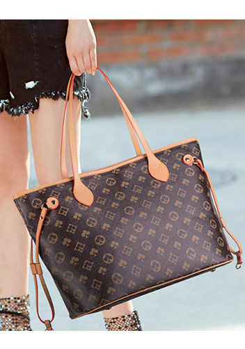 Louisa Flower Vegan Leather Tote Brown