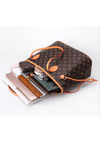 Louisa Flower Vegan Leather Tote Brown