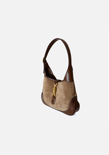 Daphne Suede Leather Shoulder Bag Brown