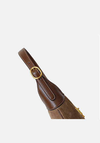 Daphne Suede Leather Shoulder Bag Brown