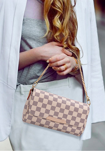 Louisa Checked Vegan Leather Shoulder Bag White