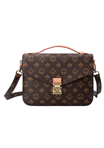 Louisa Flower Vegan Leather Flap Shoulder Bag Brown