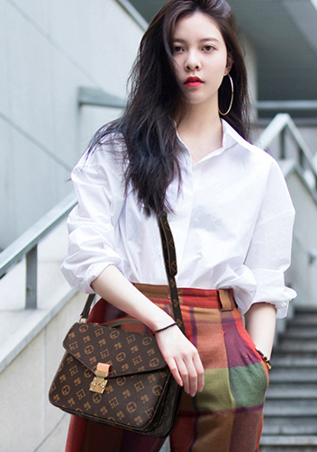 Louisa Flower Vegan Leather Flap Shoulder Bag Brown