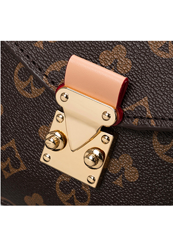 Louisa Flower Vegan Leather Flap Shoulder Bag Brown