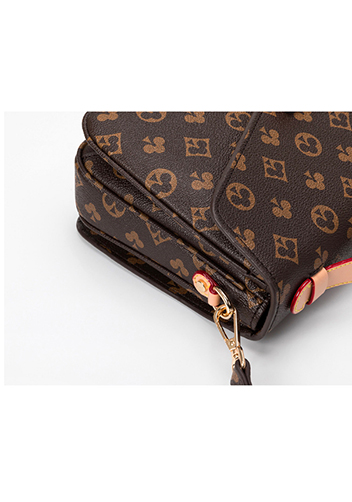 Louisa Flower Vegan Leather Flap Shoulder Bag Brown