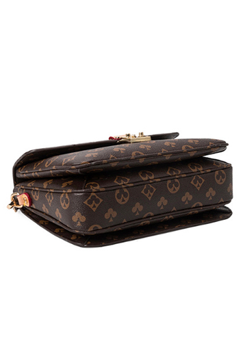 Louisa Flower Vegan Leather Flap Shoulder Bag Brown