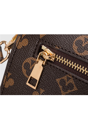 Louisa Flower Vegan Leather Flap Shoulder Bag Brown