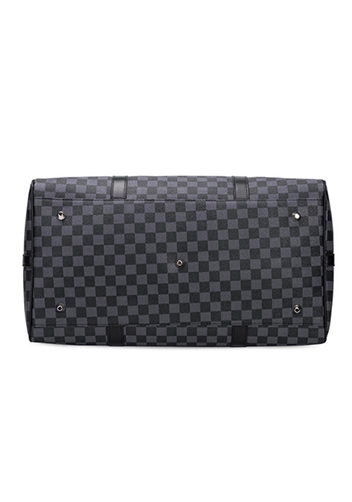 Louisa Checked Vegan Leather Traveling Bag Black