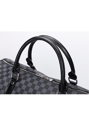 Louisa Checked Vegan Leather Traveling Bag Black
