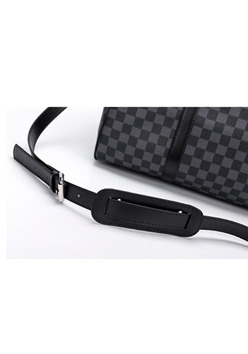 Louisa Checked Vegan Leather Traveling Bag Black