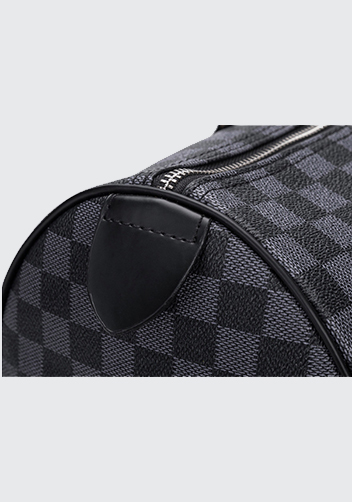 Louisa Checked Vegan Leather Traveling Bag Black