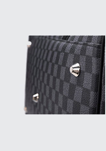 Louisa Checked Vegan Leather Traveling Bag Black
