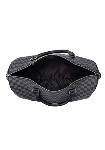 Louisa Checked Vegan Leather Traveling Bag Black