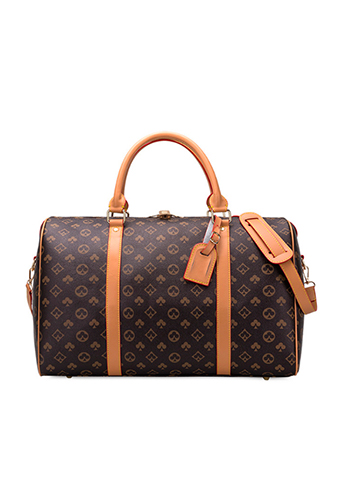 Louisa Flower Vegan Leather Traveling Bag Brown