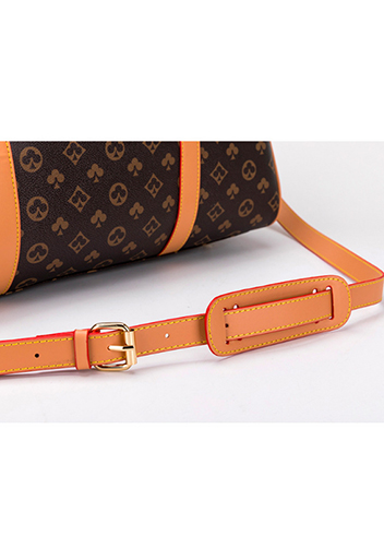 Louisa Flower Vegan Leather Traveling Bag Brown