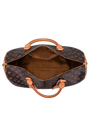 Louisa Flower Vegan Leather Traveling Bag Brown