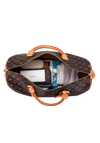 Louisa Flower Vegan Leather Traveling Bag Brown