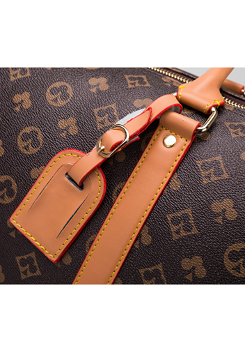 Louisa Flower Vegan Leather Traveling Bag Brown