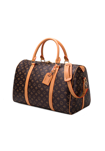 Louisa Flower Vegan Leather Traveling Bag Brown