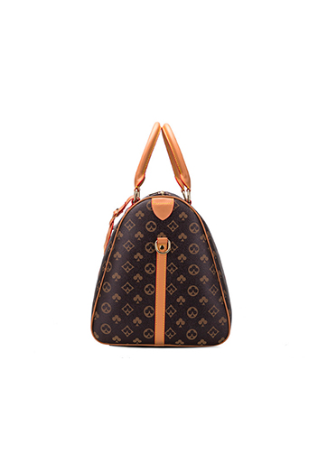 Louisa Flower Vegan Leather Traveling Bag Brown