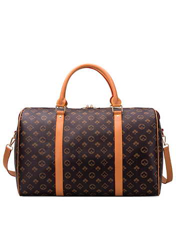 Louisa Flower Vegan Leather Traveling Bag Brown