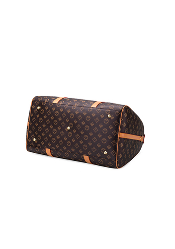 Louisa Flower Vegan Leather Traveling Bag Brown