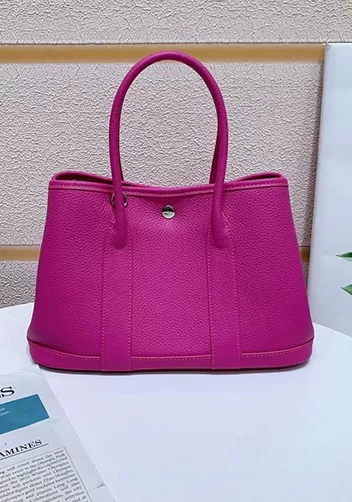 Loretta Large Tote In Leather Hot Pink