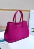 Loretta Large Tote In Leather Hot Pink