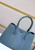 Loretta Large Tote In Leather Light Blue