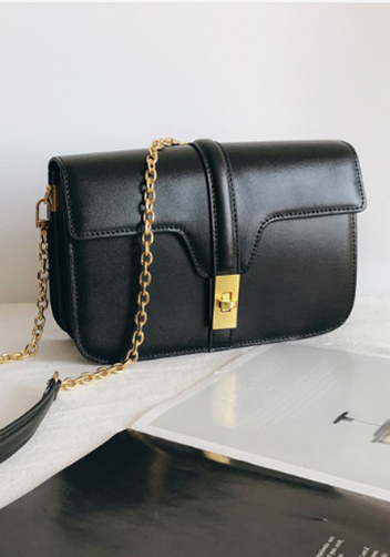 Shimanne Leather Shoulder Bag Black
