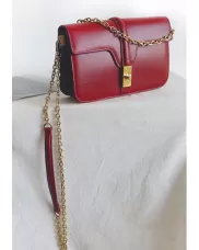 Shimanne Leather Shoulder Bag Burgundy