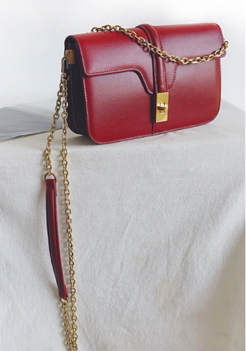Shimanne Leather Shoulder Bag Burgundy