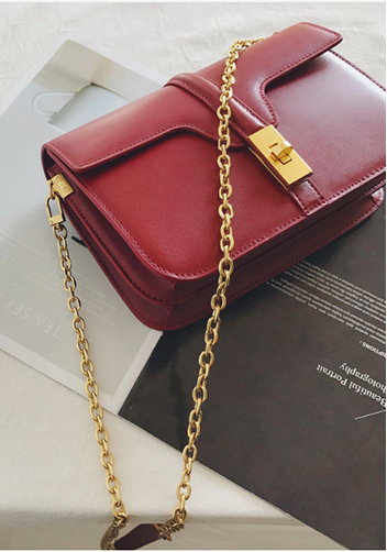 Shimanne Leather Shoulder Bag Burgundy