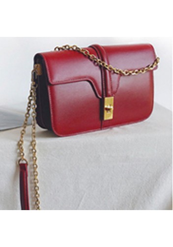Shimanne Leather Shoulder Bag Burgundy