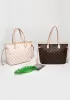Louisa Flower Vegan Leather Shopping Bag Beige