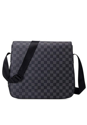 Louisa Checked Vegan Messager Bag Black