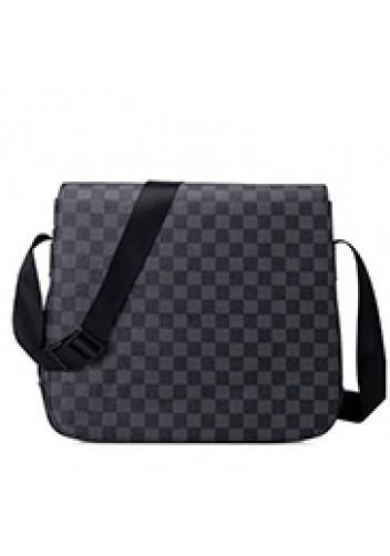 Louisa Checked Vegan Messager Bag Black