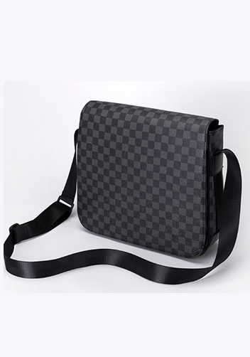 Louisa Checked Vegan Messager Bag Black