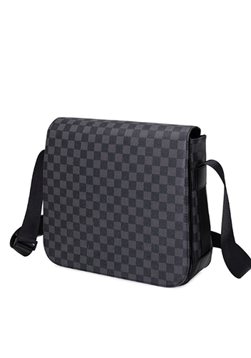 Louisa Checked Vegan Messager Bag Black