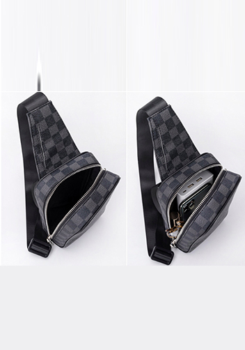 Louisa Checked Vegan Sling Bag Black