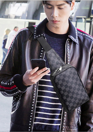 Louisa Checked Vegan Sling Bag Black