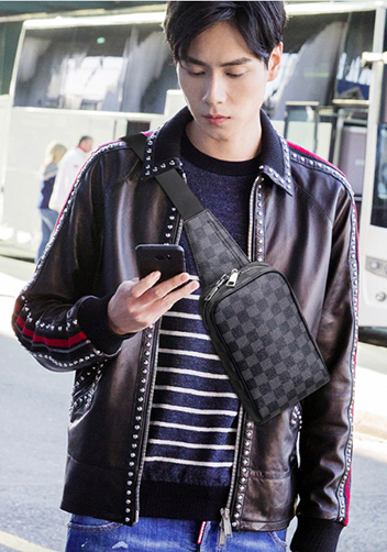 Louisa Checked Vegan Sling Bag Black