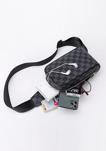 Louisa Checked Vegan Sling Bag Black