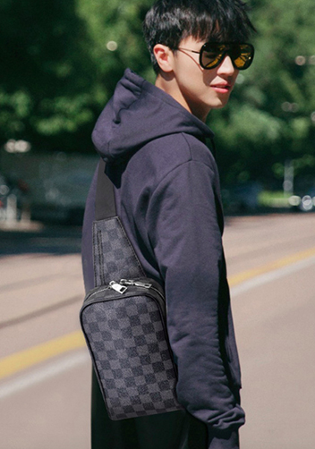 Louisa Checked Vegan Sling Bag Black