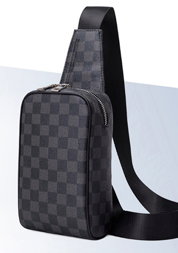 Louisa Checked Vegan Sling Bag Black