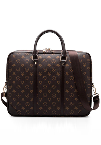 Louisa Flower Vegan Laptop Briefcase Brown