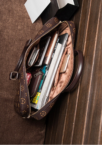 Louisa Flower Vegan Laptop Briefcase Brown