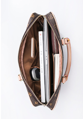 Louisa Flower Vegan Laptop Briefcase Brown